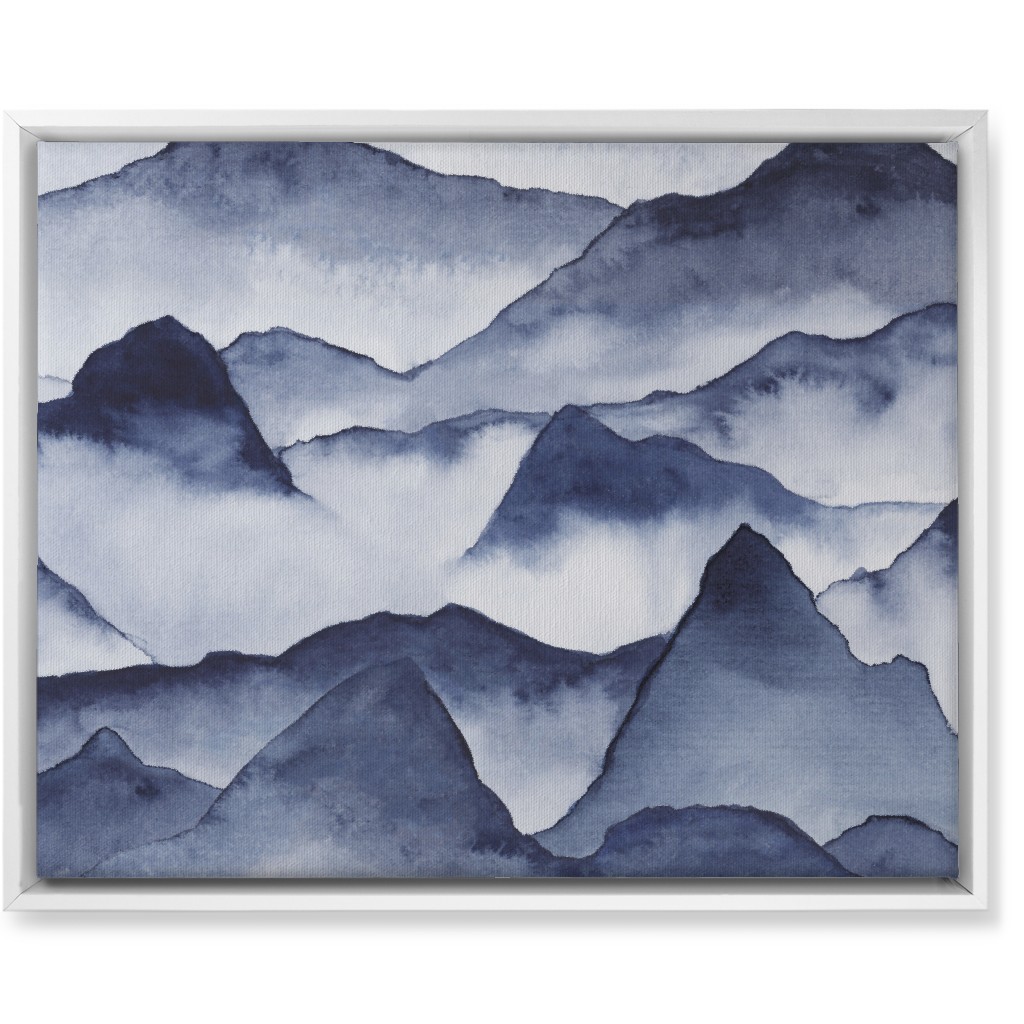 Watercolor Mountains - Blue Wall Art, White, Single piece, Canvas, 16x20, Blue