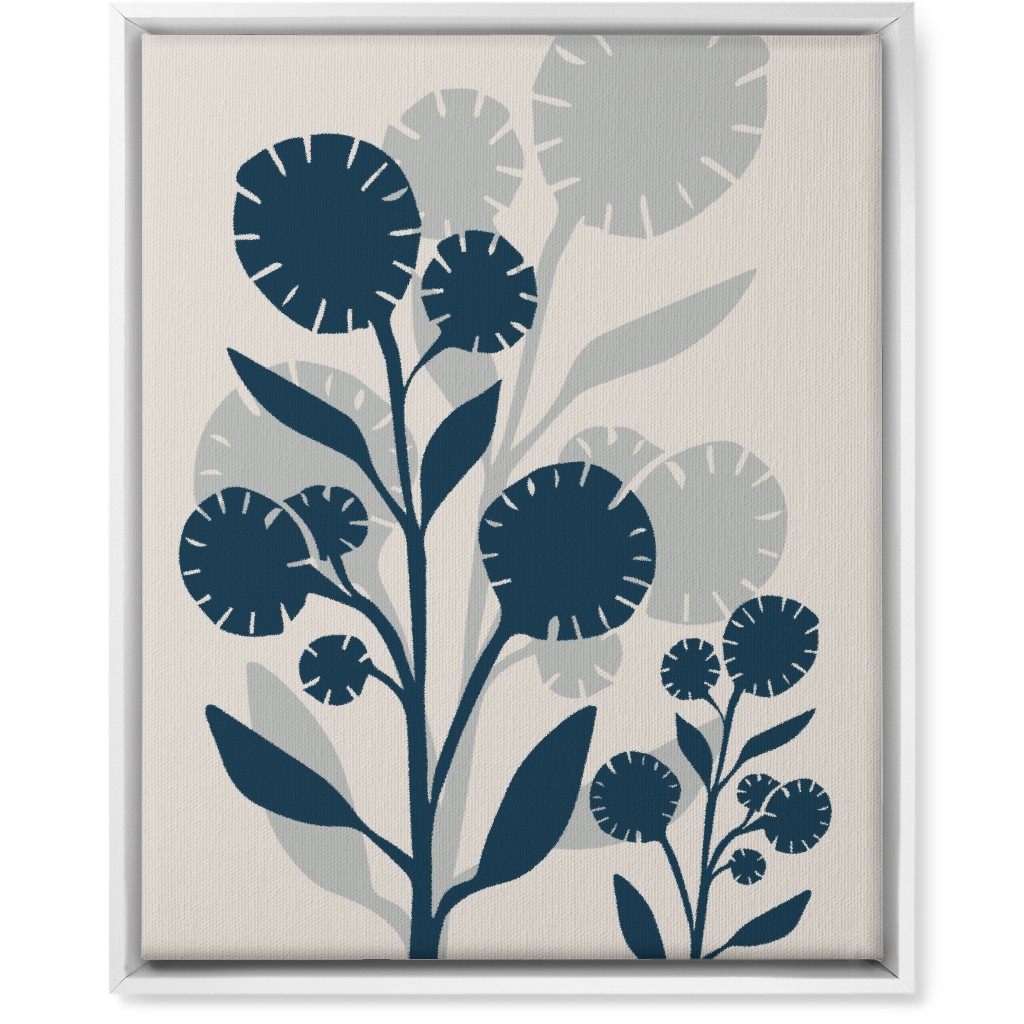 Abstract Flower Wall Art, White, Single piece, Canvas, 16x20, Blue