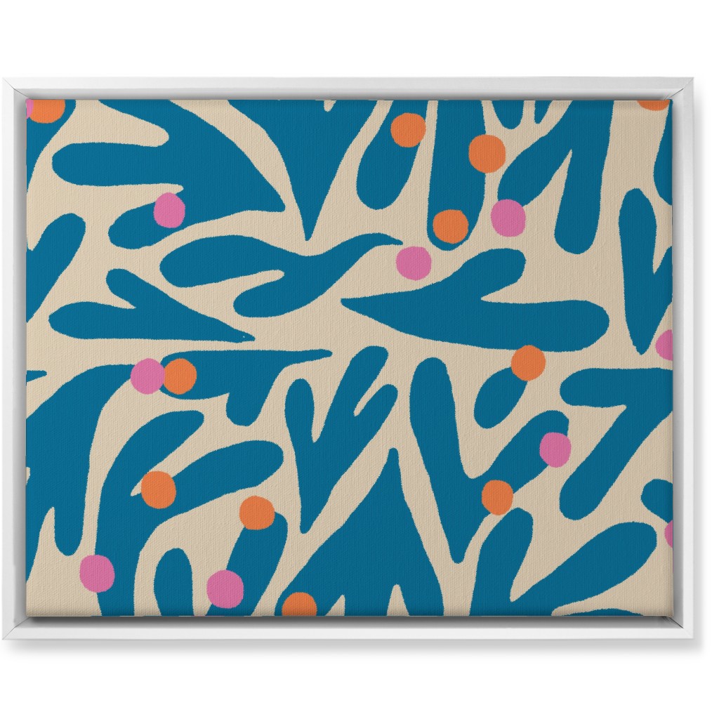 Funky Floral - Blue and White Wall Art, White, Single piece, Canvas, 16x20, Blue