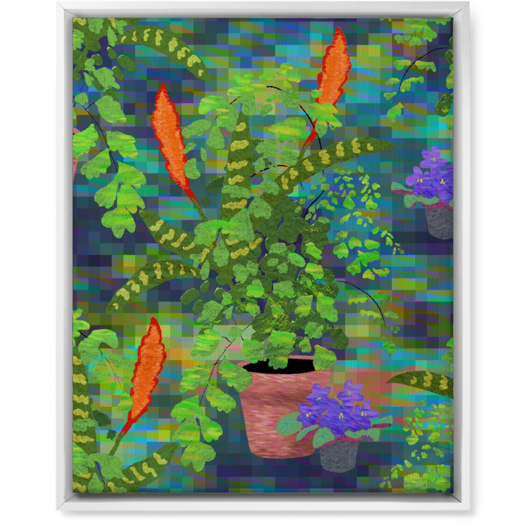 Impressionist Houseplants - Green Wall Art, White, Single piece, Canvas, 16x20, Green