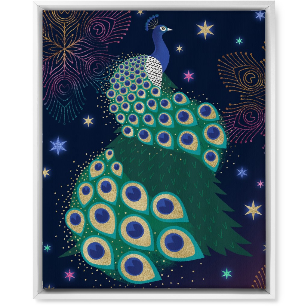 Peacock Sky - Navy Wall Art, White, Single piece, Canvas, 16x20, Multicolor