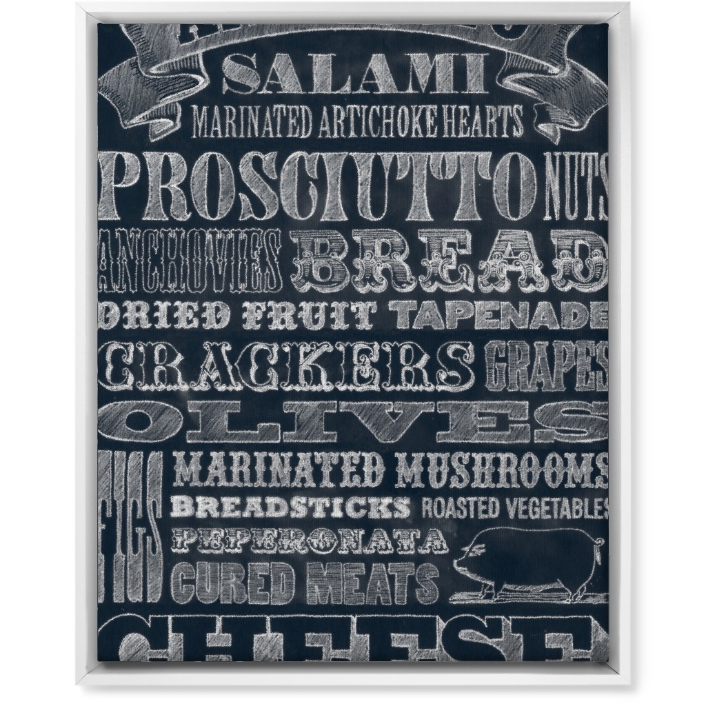 Antipasto - Black & White Wall Art, White, Single piece, Canvas, 16x20, Black, Black