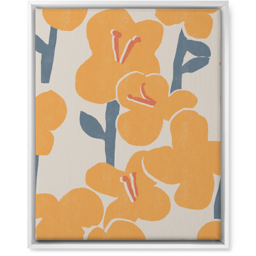 Field of Mod Flowers - Yellow Wall Art, White, Single piece, Canvas, 16x20, Yellow