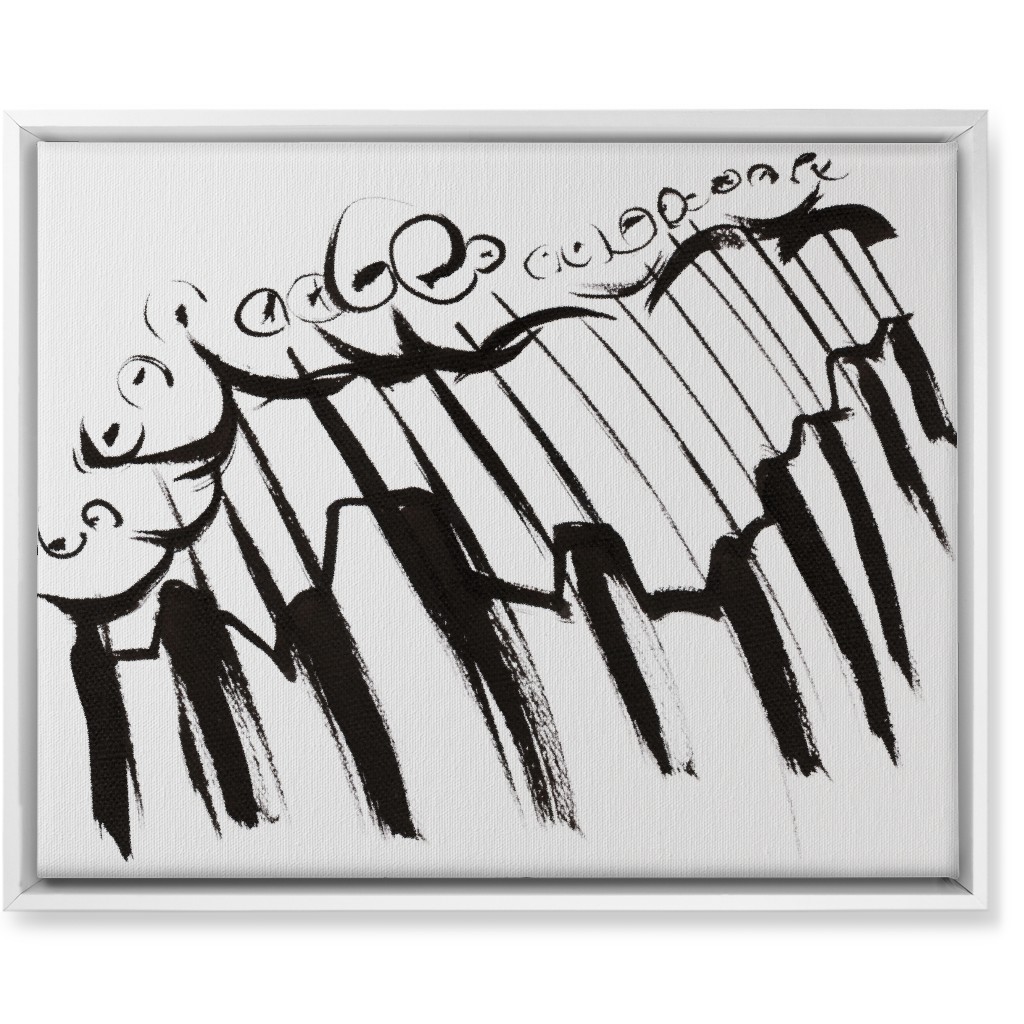 Pianissmo - Black and White Wall Art, White, Single piece, Canvas, 16x20, White