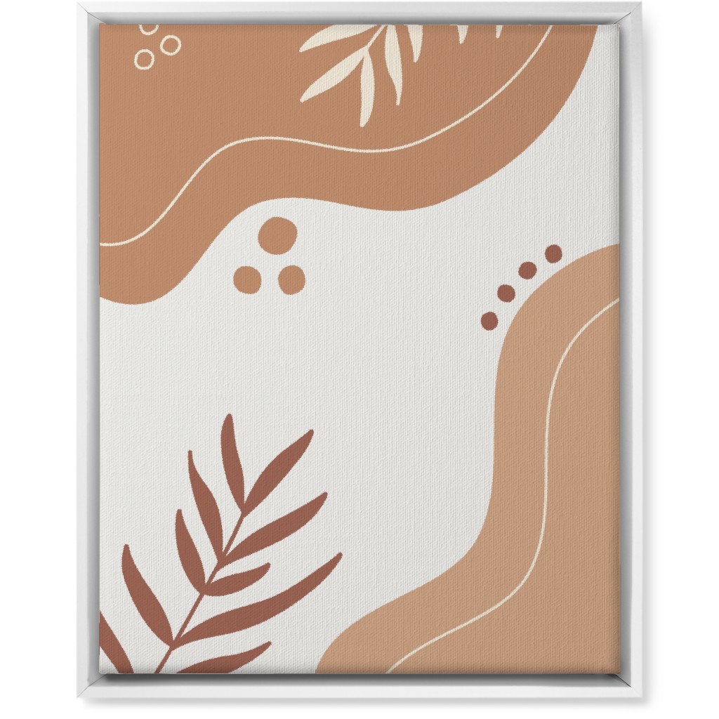 Fern Leaves and Abstract Shapes - Neutral Wall Art, White, Single piece, Canvas, 16x20, Orange