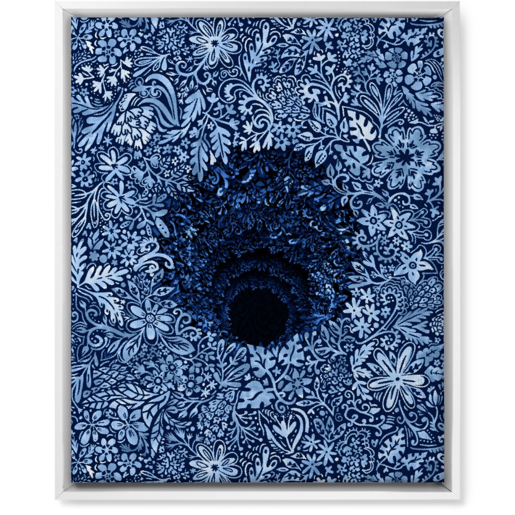 Deep Down Colorful Floral Abstract Wall Art, White, Single piece, Canvas, 16x20, Blue, Silhouette