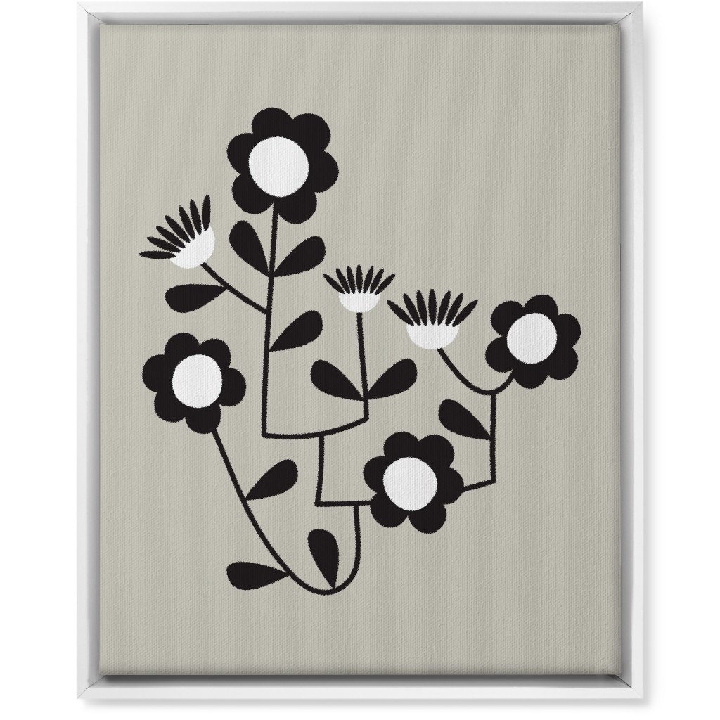 Mod Hanging Floral Wall Art, White, Single piece, Canvas, 16x20, Gray