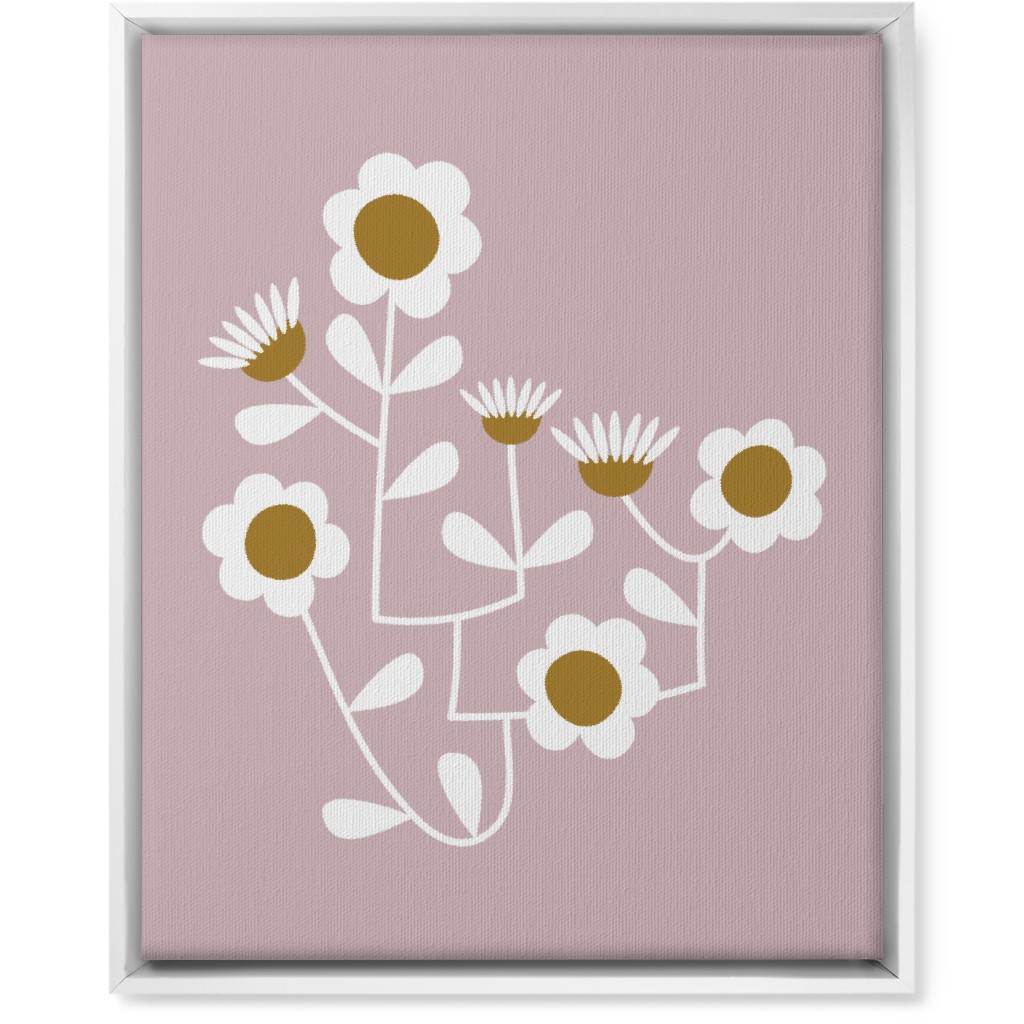 Mod Hanging Floral Wall Art, White, Single piece, Canvas, 16x20, Pink