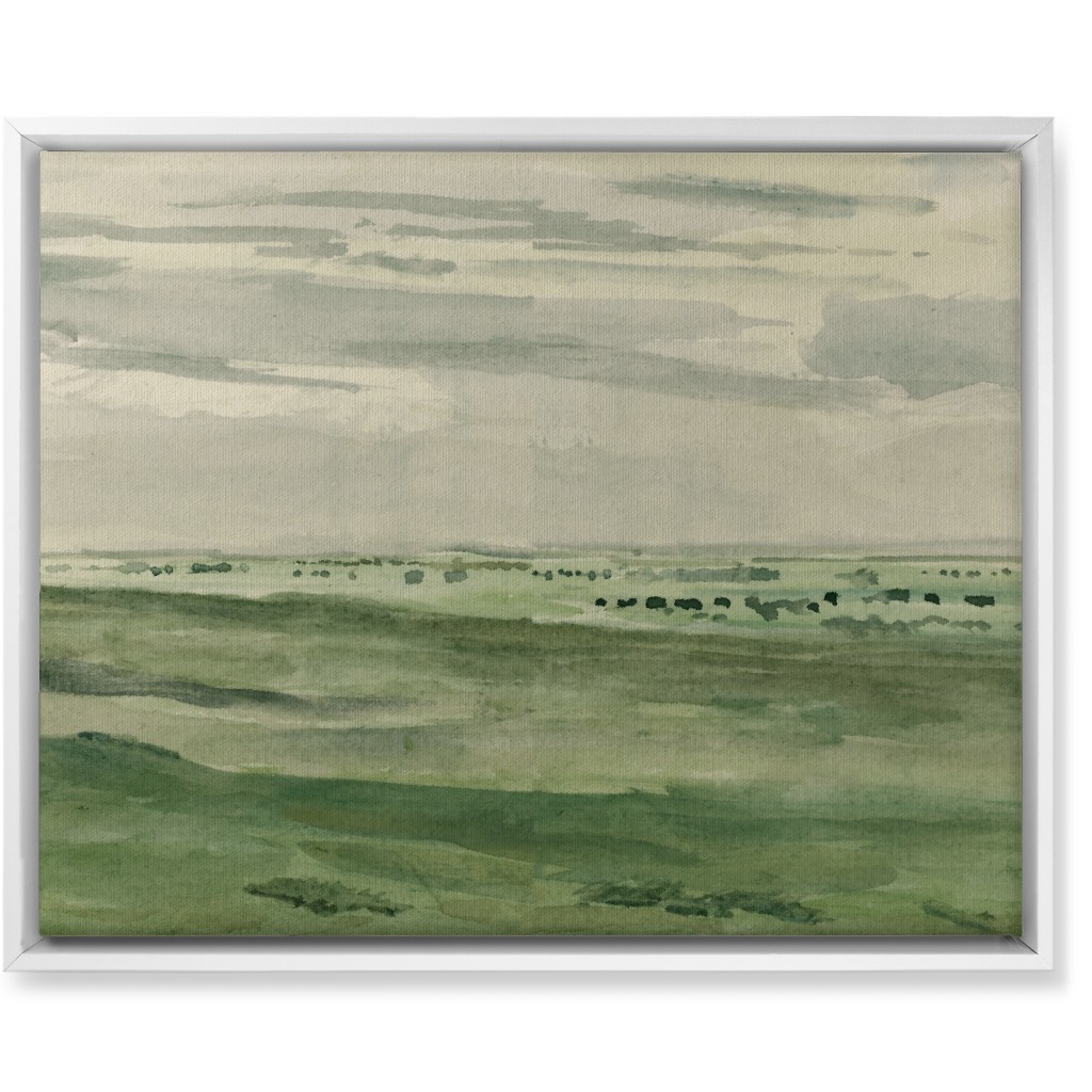 Watercolor Fields Wall Art, White, Single piece, Canvas, 16x20, Green