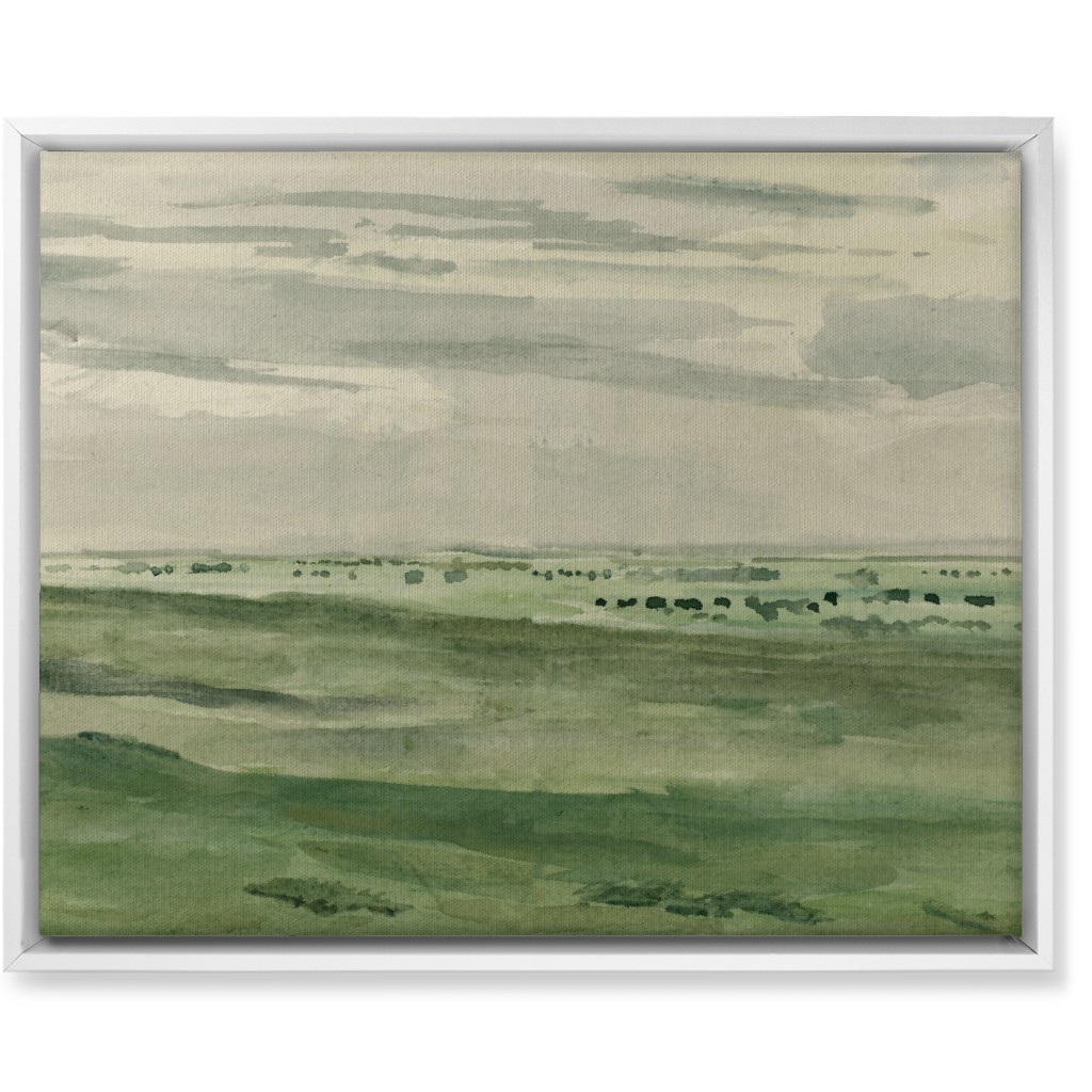 Watercolor Fields Wall Art, White, Single piece, Canvas, 16x20, Green, Classic Green