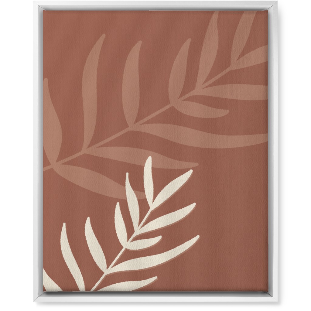 Fern Leaves in Neutral Earth Tones Wall Art, White, Single piece, Canvas, 16x20, Red