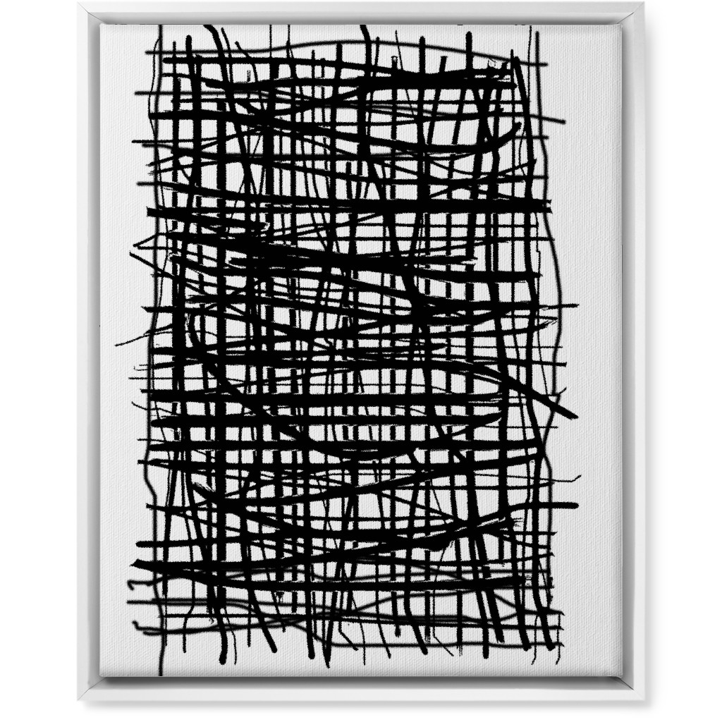 Woven Abstraction - Black on White Wall Art, White, Single piece, Canvas, 16x20, Black