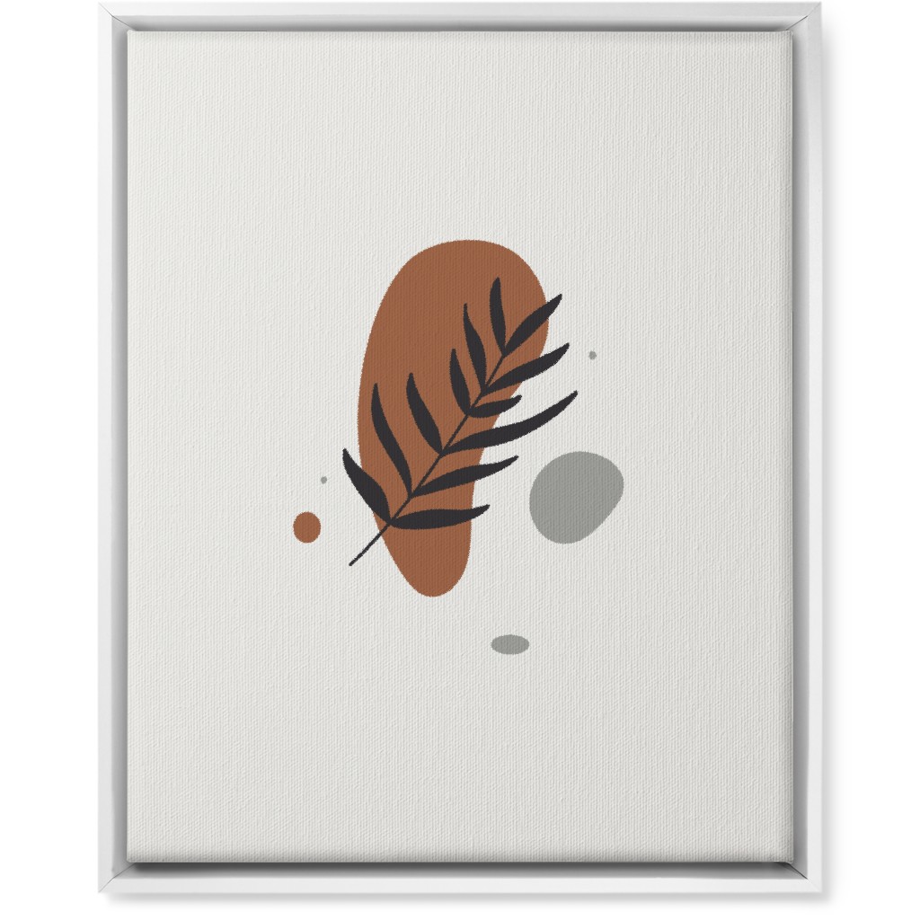 Shapes and Fern Leaf V Wall Art, White, Single piece, Canvas, 16x20, Brown, Toast