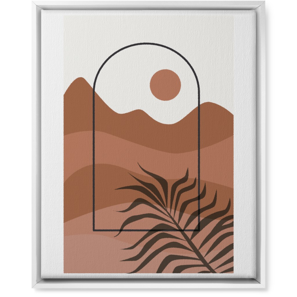 Floating Frame Abstract Mountain Landscape Wall Art, White, Single piece, Canvas, 16x20, Red