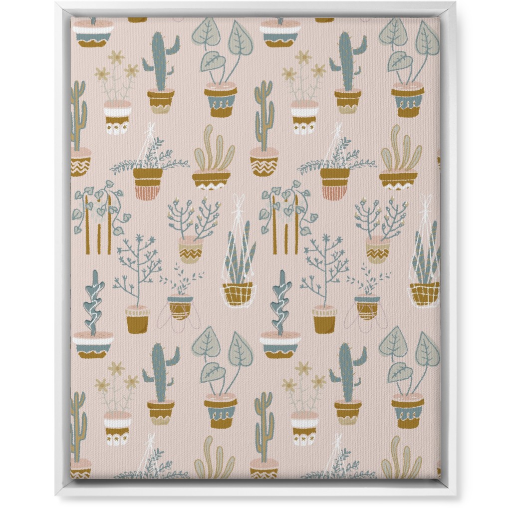 Indoor Plants - Pink Wall Art, White, Single piece, Canvas, 16x20, Pink, Bright Pink