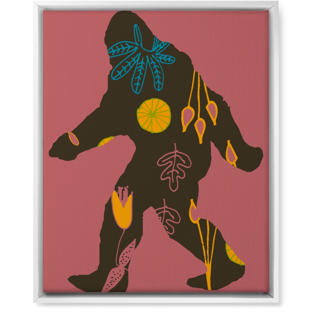 Bigfoot - Multi on Pink Wall Art, White, Single piece, Canvas, 16x20, Pink, Bright Pink