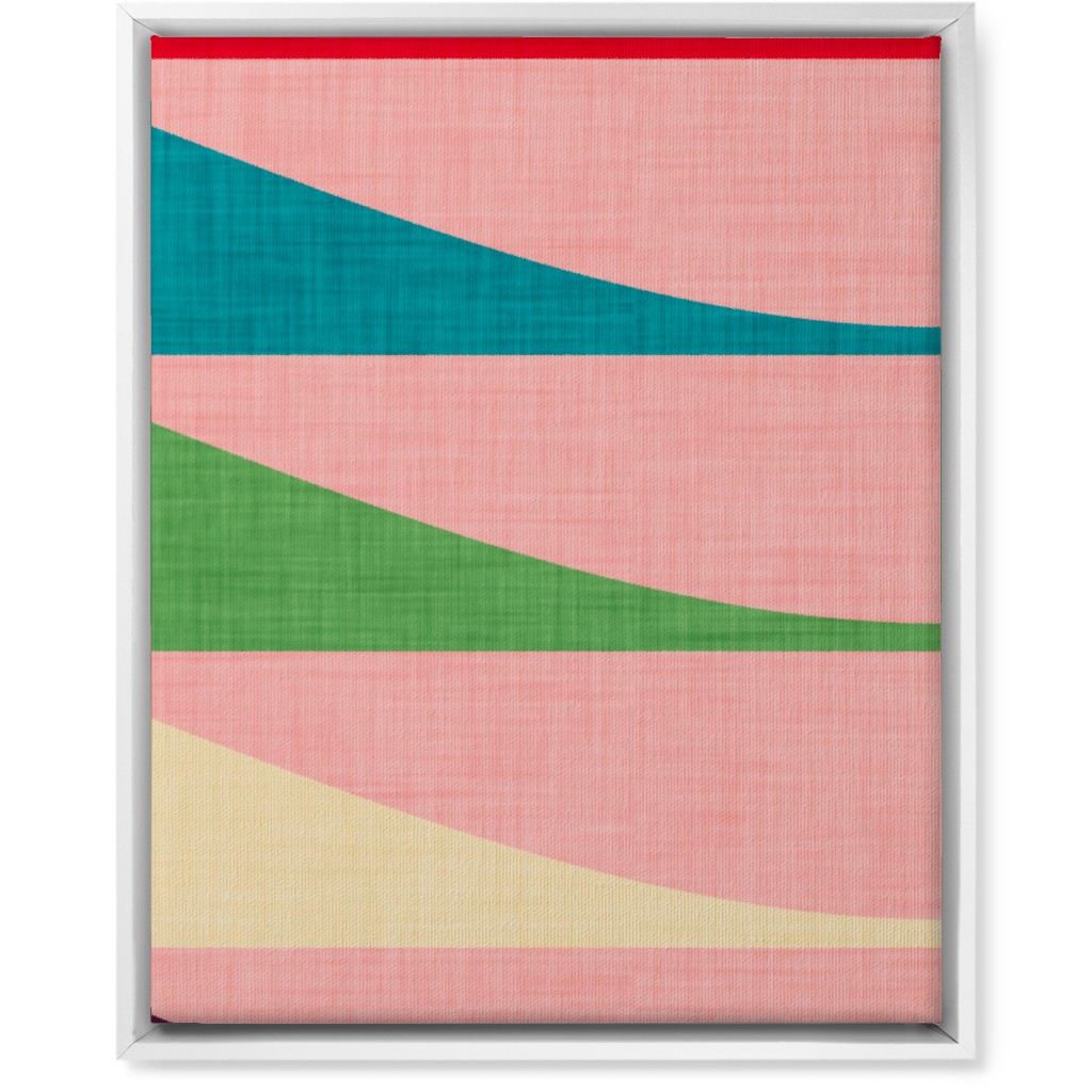 Mid Mod Waves Wall Art, White, Single piece, Canvas, 16x20, Multicolor, Light Green