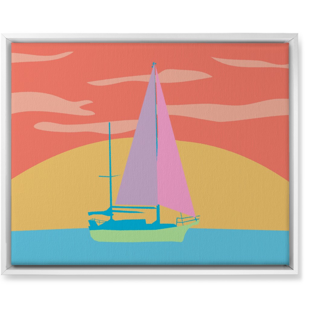 Minimalist Sunset Sail - Bold Wall Art, White, Single piece, Canvas, 16x20, Multicolor