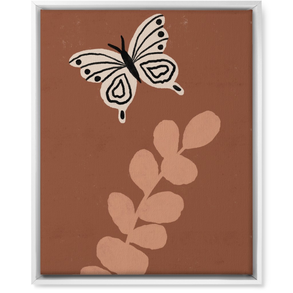 Butterfly and Branch - Warm Wall Art, White, Single piece, Canvas, 16x20, Brown