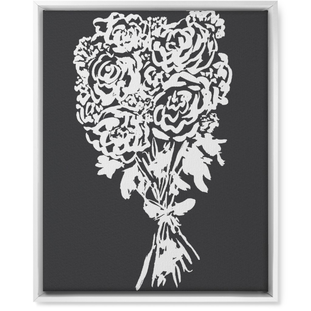 Summer Bouquet Wall Art, White, Single piece, Canvas, 16x20, Gray, Gray