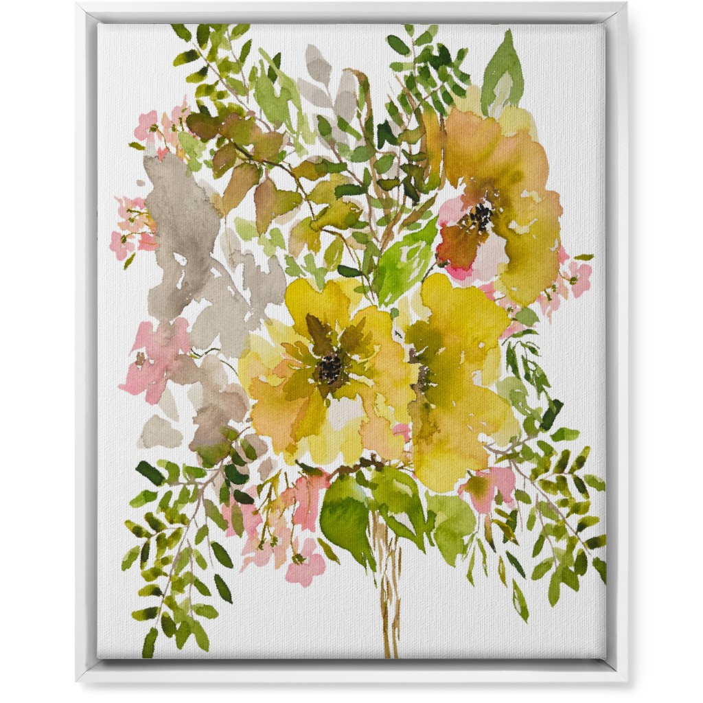 Floral Bouquet - Yellow Wall Art, White, Single piece, Canvas, 16x20, Yellow, Classic Yellow
