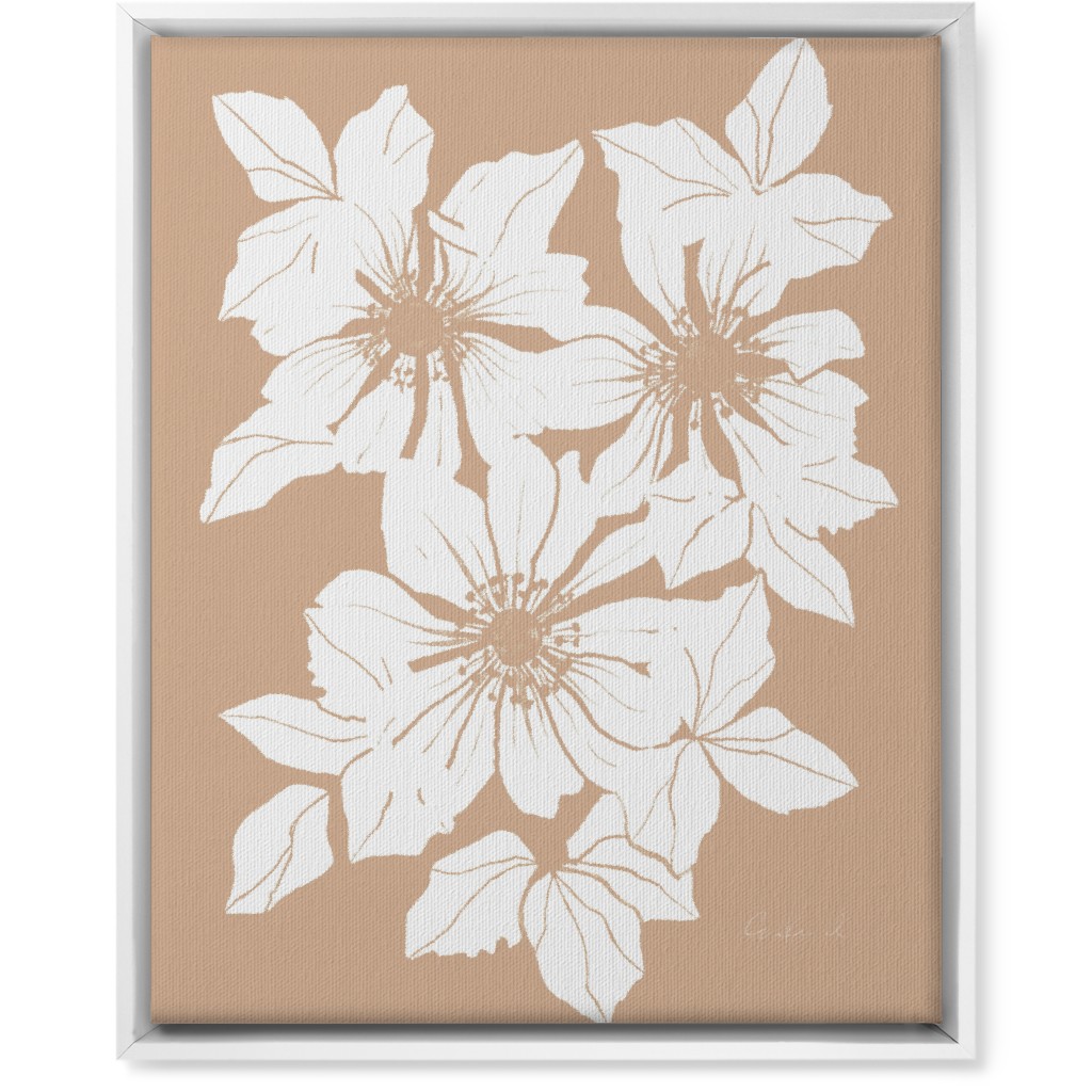 Botanical Big Anemones Wall Art, White, Single piece, Canvas, 16x20, Beige