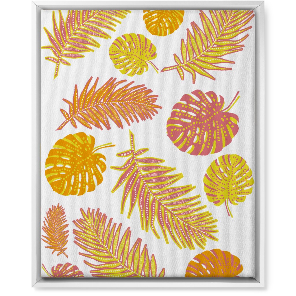 Optimistic Tropical Leaves - Multi Wall Art, White, Single piece, Canvas, 16x20, Orange