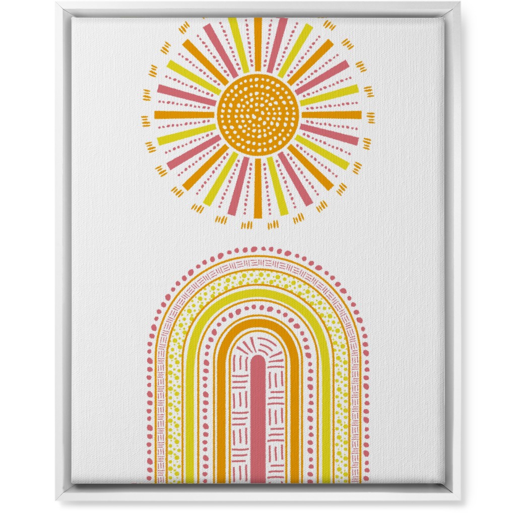 Boho Rainbow and Sun - Warm Wall Art, White, Single piece, Canvas, 16x20, Multicolor