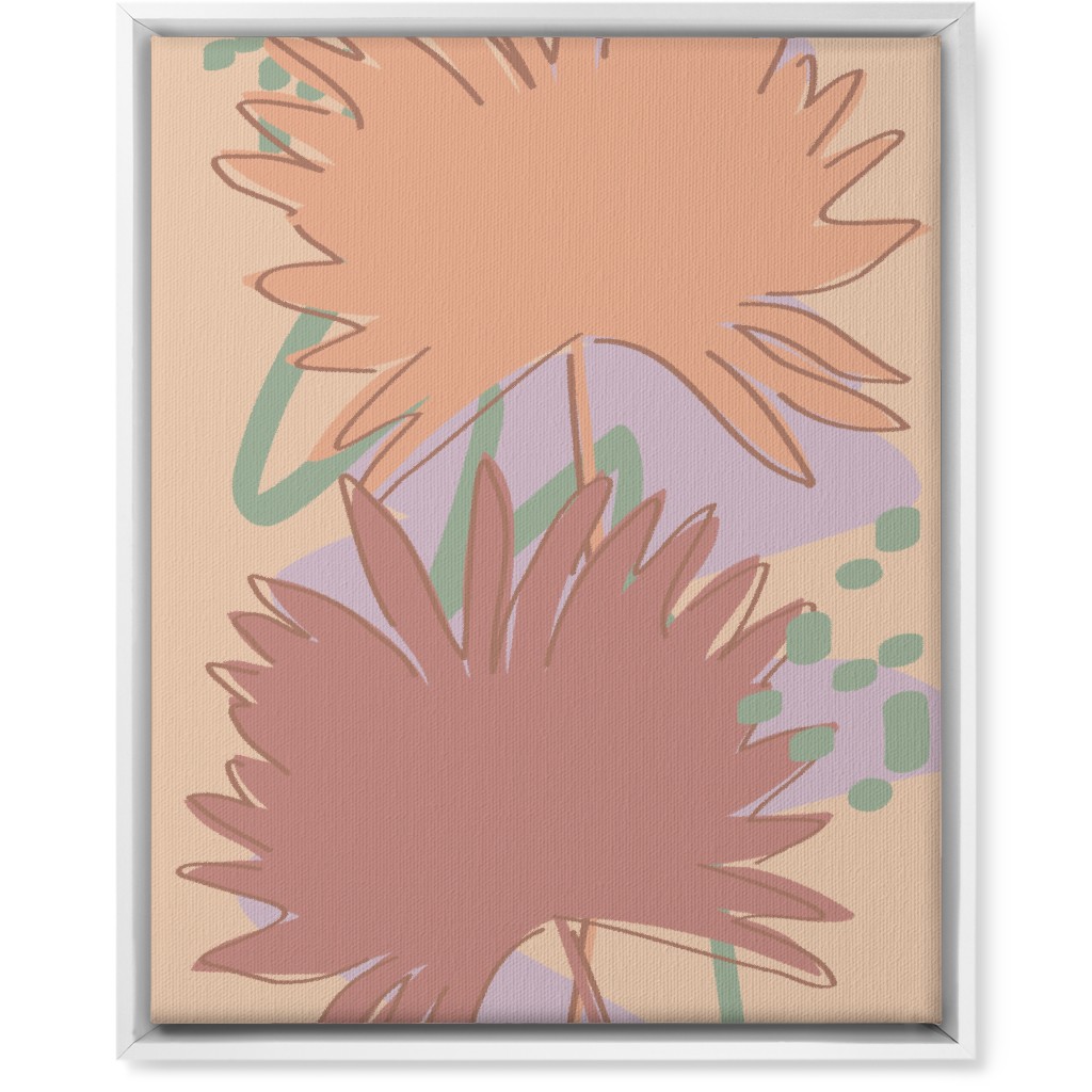 Modern Sabal Palm - Pink Wall Art, White, Single piece, Canvas, 16x20, Orange