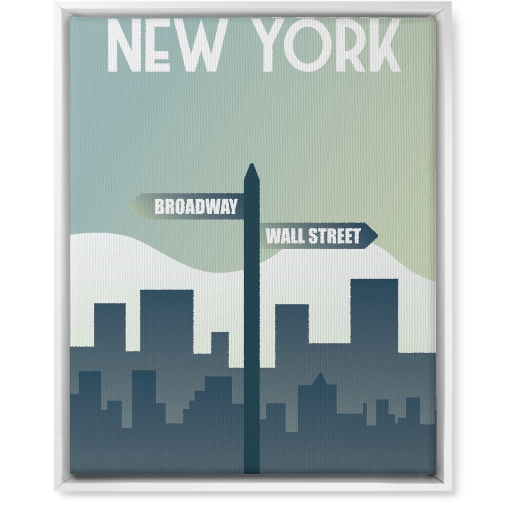 New York City Street Signs Wall Art, White, Single piece, Canvas, 16x20, Green