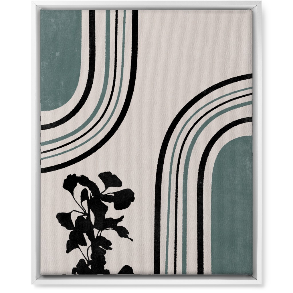 Modern Garden Pathway - Green and Ivory Wall Art, White, Single piece, Canvas, 16x20, Green, Classic Green