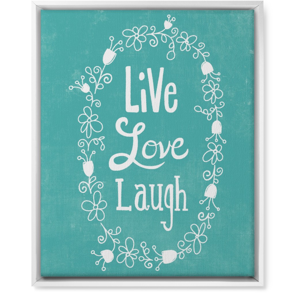 Live, Laugh, Love - Aqua Wall Art, White, Single piece, Canvas, 16x20, Green