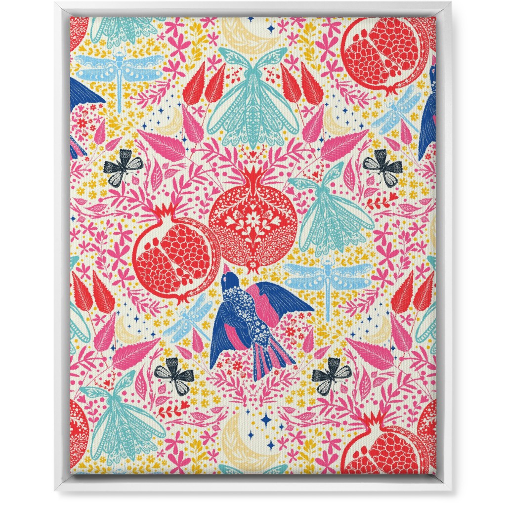 Botanical Pomegranate Garden - Multi Wall Art, White, Single piece, Canvas, 16x20, Multicolor