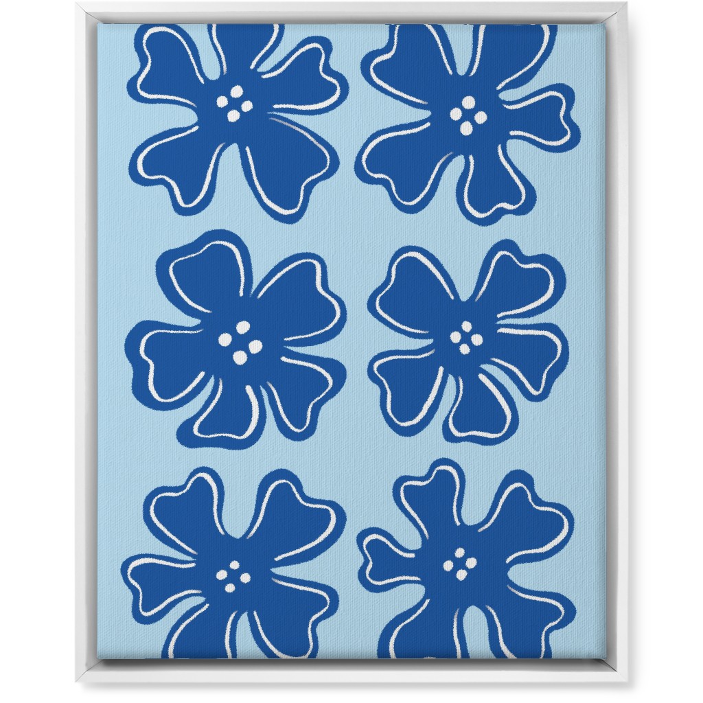 Button Flowers Wall Art, White, Single piece, Canvas, 16x20, Blue