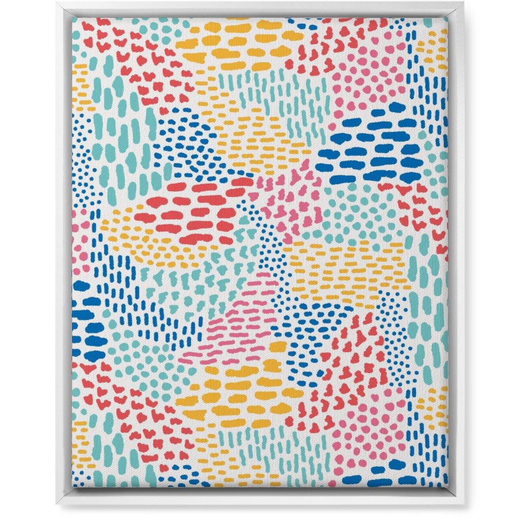 Abstract Colorful Dots and Dashes - Multi Wall Art, White, Single piece, Canvas, 16x20, Multicolor
