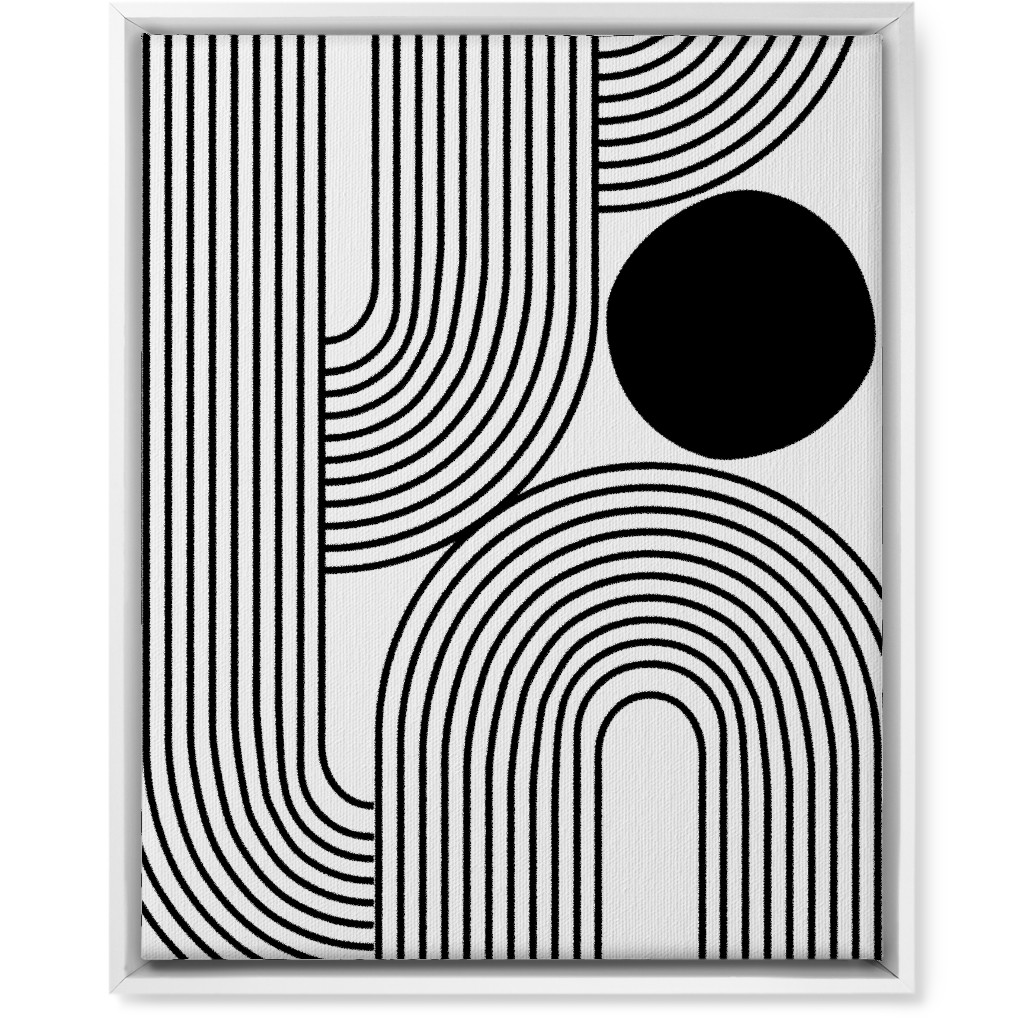 Rising Sun Minimal Geometric Lines Wall Art, White, Single piece, Canvas, 16x20, Black, Rich Black