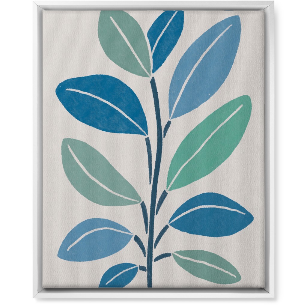 Plant Branch Wall Art, White, Single piece, Canvas, 16x20, Blue, Silver Lake