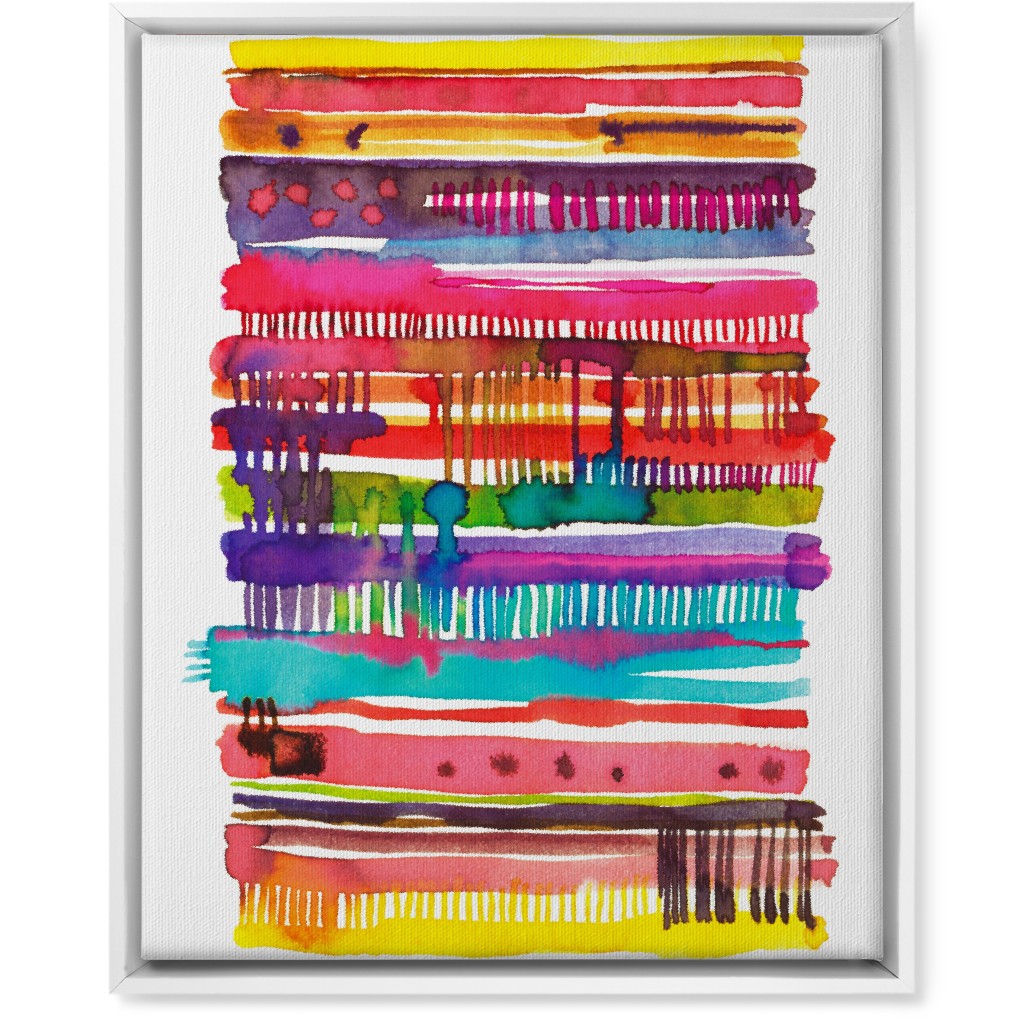 Watercolor Irregular Vainica Stripes - Multi Wall Art, White, Single piece, Canvas, 16x20, Multicolor