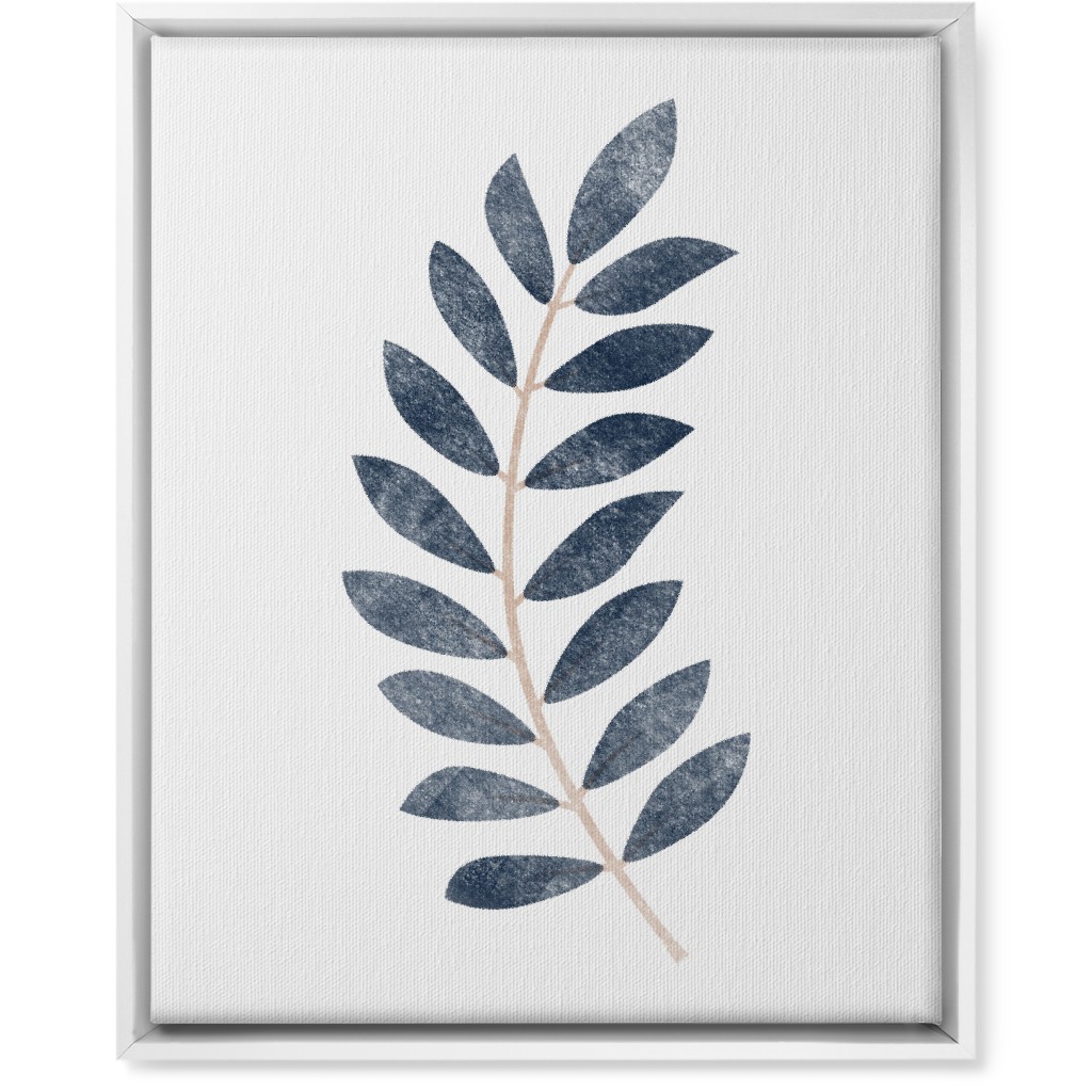 Botanical Leaf Ii Wall Art, White, Single piece, Canvas, 16x20, Blue, Storm
