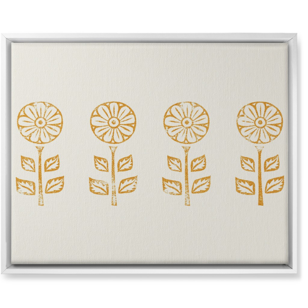 Floral Block Print Ii Wall Art, White, Single piece, Canvas, 16x20, Yellow, Marigold