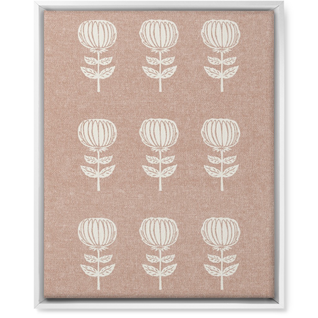 Block Print Floral Wall Art, White, Single piece, Canvas, 16x20, Pink, Alpaca