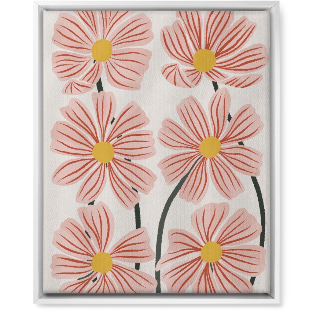 Botanical Cosmos Flowers Wall Art, White, Single piece, Canvas, 16x20, Pink, Lavender Water