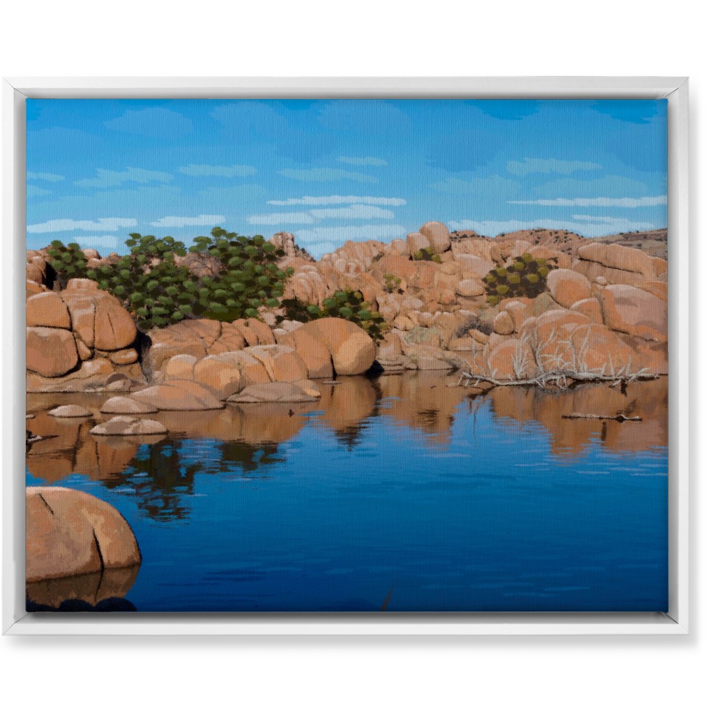 Shore of Watson Lake Wall Art, White, Single piece, Canvas, 16x20, Blue, True Blue