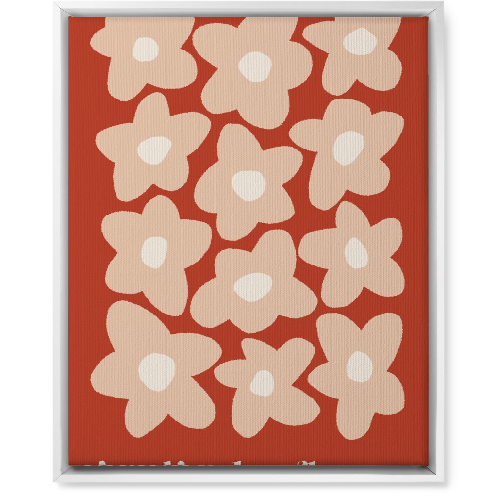 Botanical Graphic Retro Flower Garden Wall Art, White, Single piece, Canvas, 16x20, Red