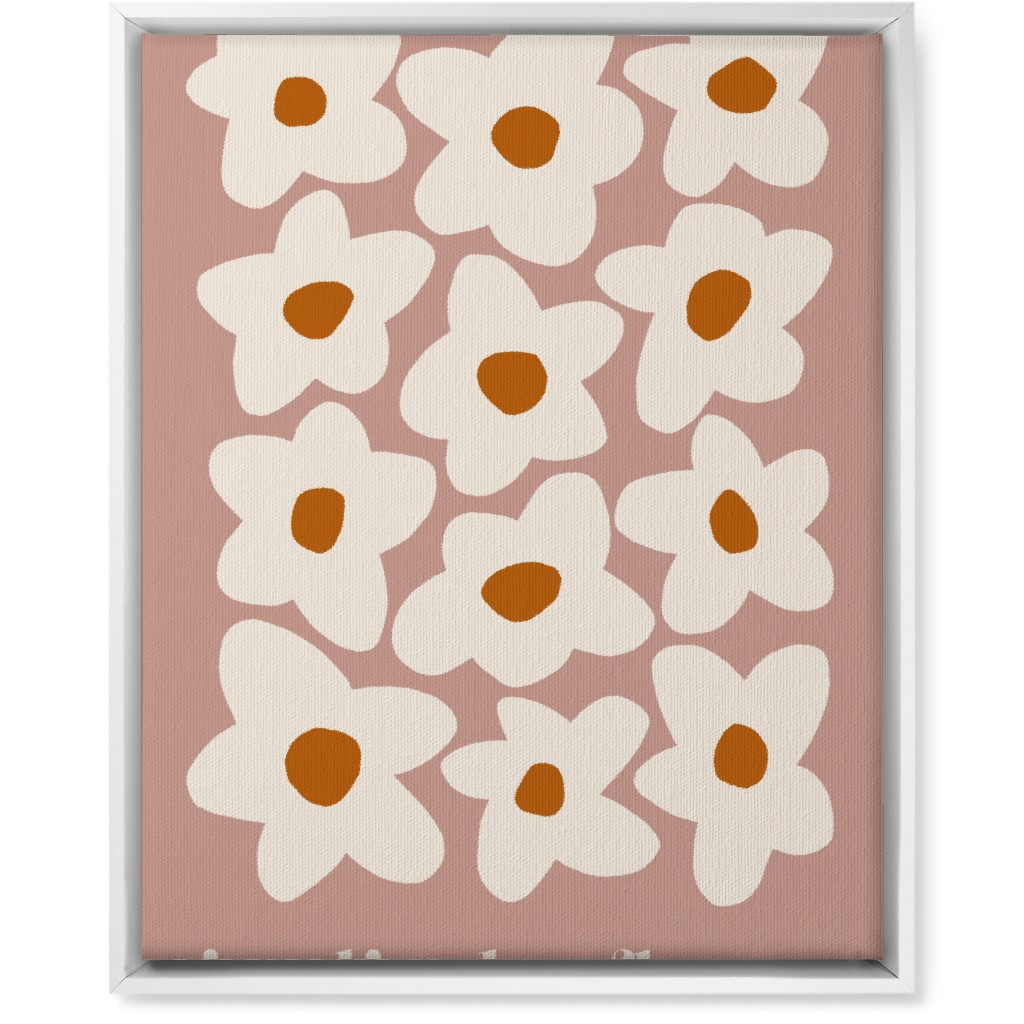 Botanical Graphic Retro Flower Garden Wall Art, White, Single piece, Canvas, 16x20, Pink