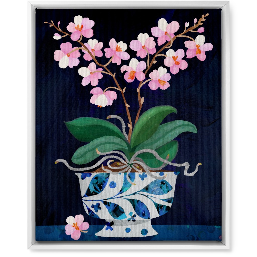 Orchid in Bloom - Dark Wall Art, White, Single piece, Canvas, 16x20, Multicolor