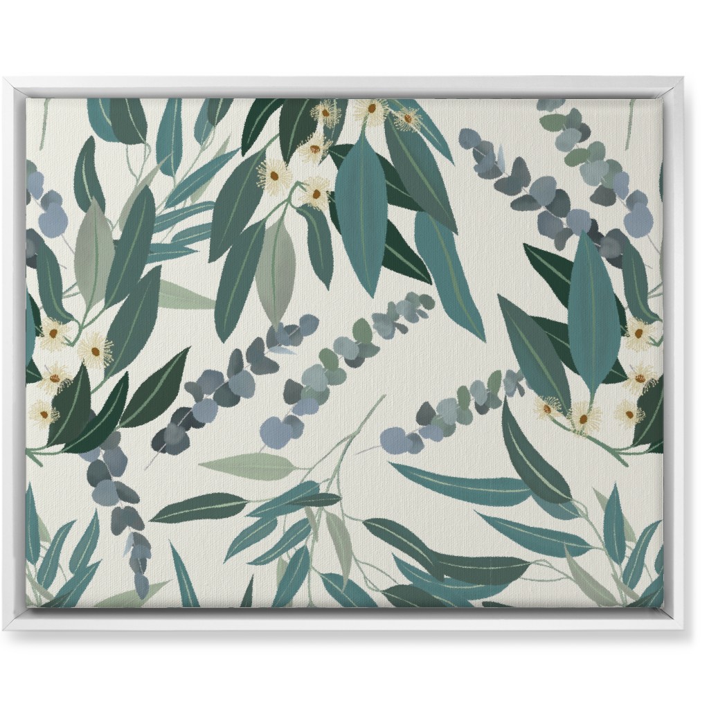 Eucalyptus - Green on White Wall Art, White, Single piece, Canvas, 16x20, Green