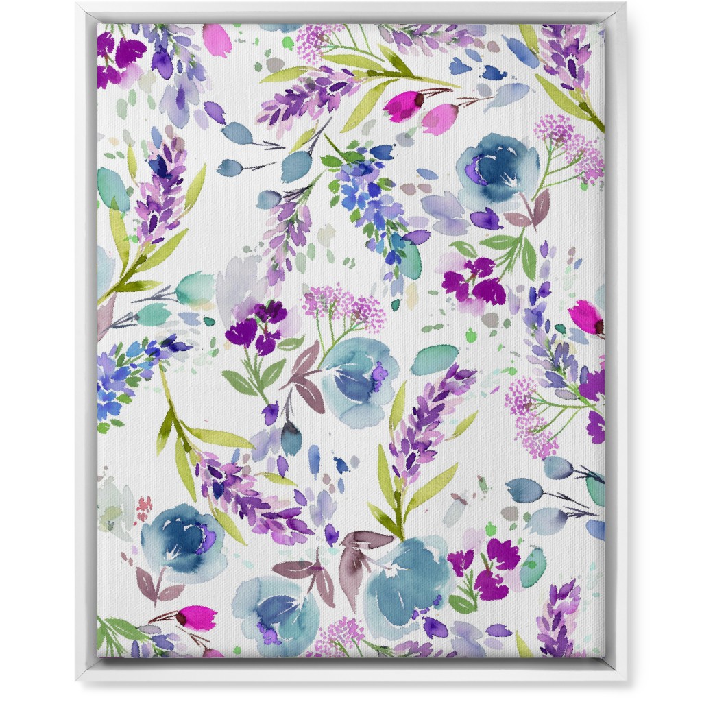 Lavender Bunches - Purple and Blue Wall Art, White, Single piece, Canvas, 16x20, Purple, Purple