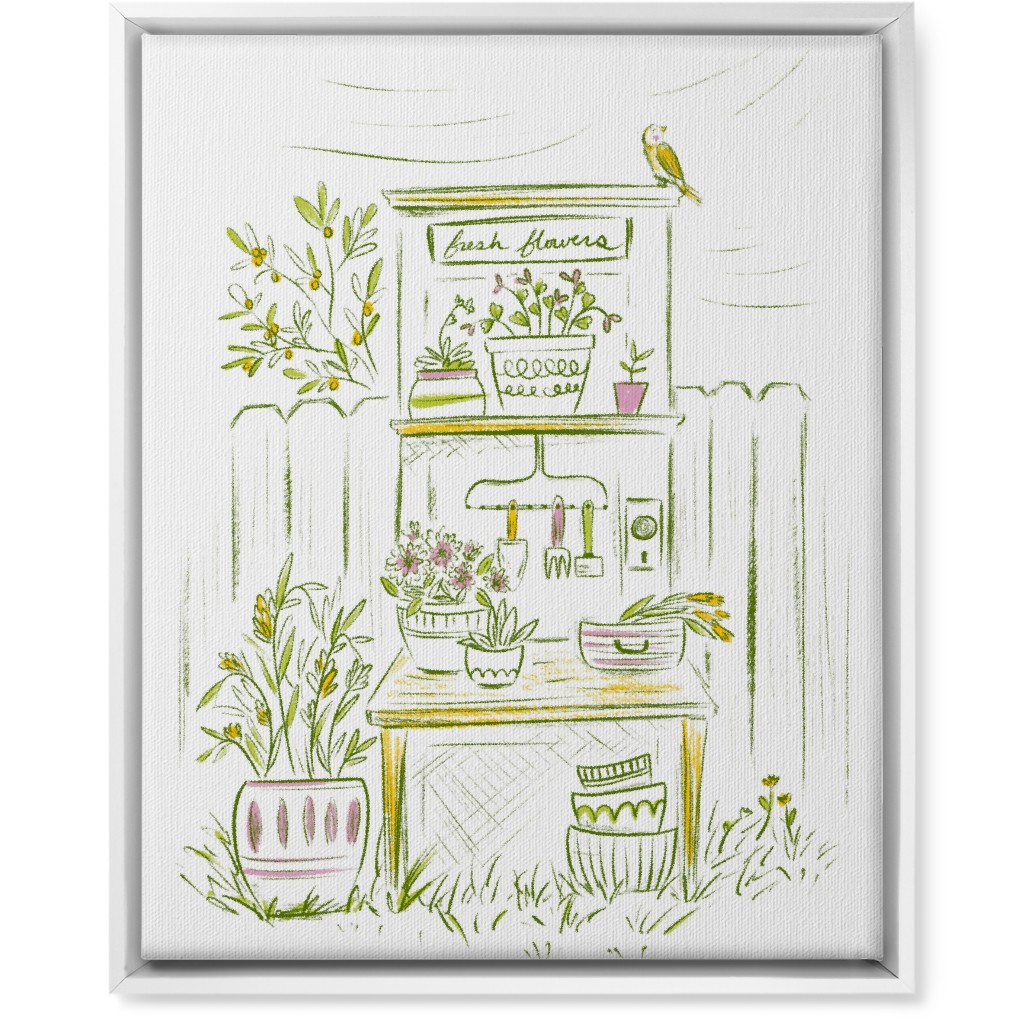 Fresh Flowers - Green Wall Art, White, Single piece, Canvas, 16x20, Green, Classic Green