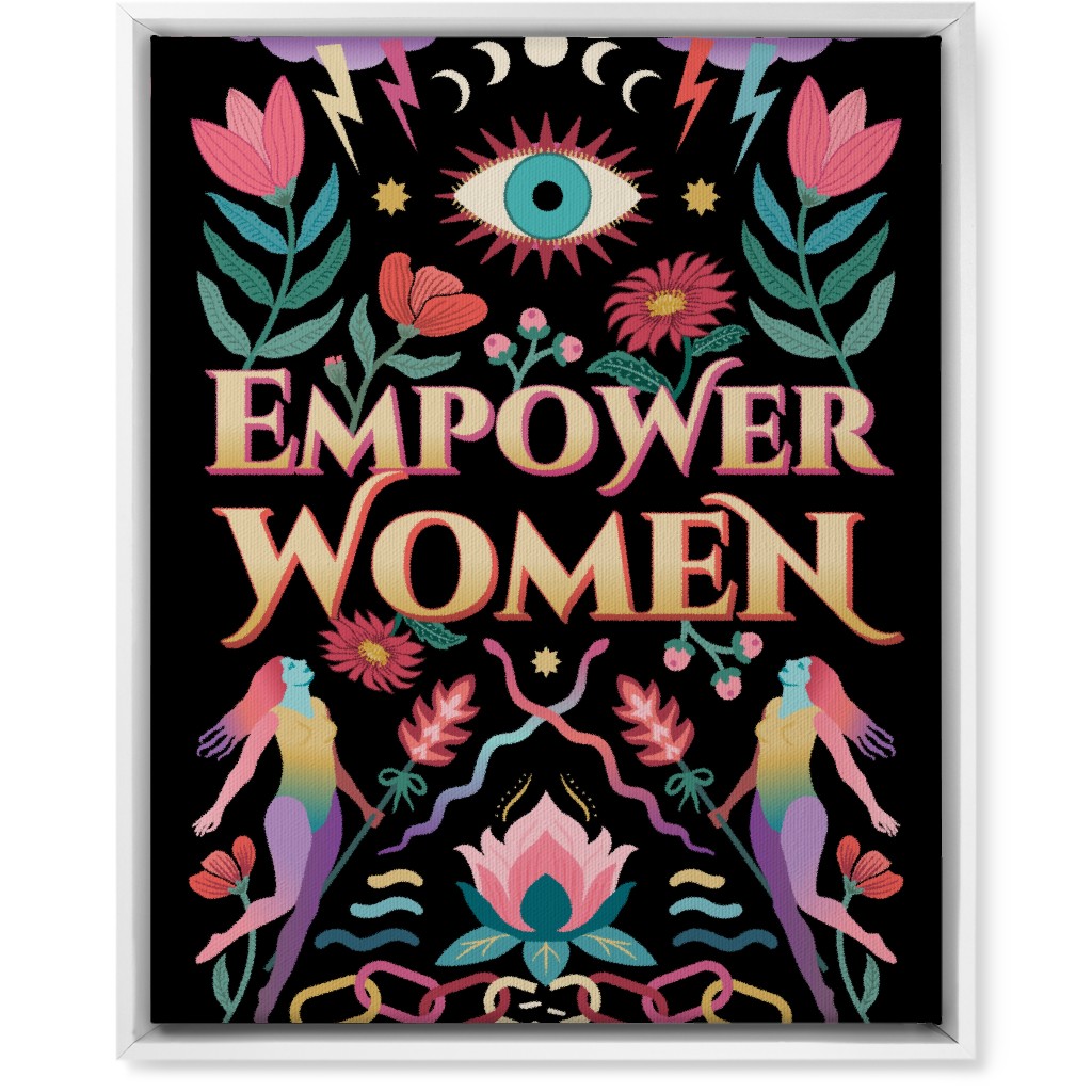 Empower - Multi on Black Wall Art, White, Single piece, Canvas, 16x20, Black